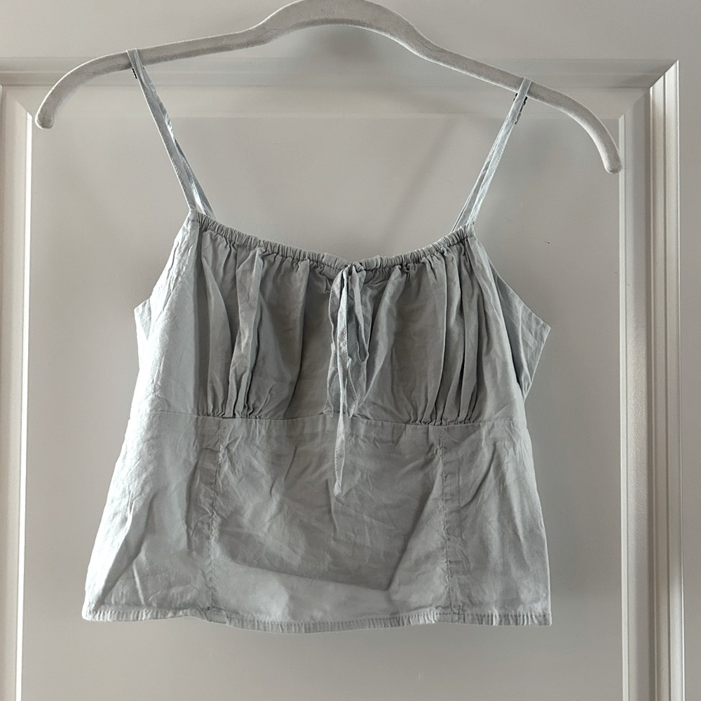 Abercrombie corset top with front tie. Pale blue-grey. Size S.